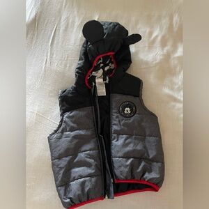 Disney Mickey Mouse Puffer Vest - Black and Gray